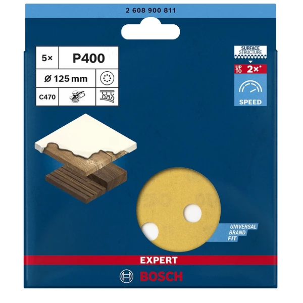Bosch Disque Abrasif Perforé Disque Abrasif Auto-agrippant Expert C470 - 125 Mm - Grain 400 6 Bosch Disque Abrasif Perforé Disque Abrasif Auto-agrippant Expert C470 - 125 Mm - Grain 400 – Image 4