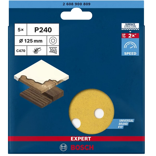 Bosch Disque Abrasif Perforé Disque Abrasif Auto-agrippant Expert C470 - 125 Mm - Grain 240 7 Bosch Disque Abrasif Perforé Disque Abrasif Auto-agrippant Expert C470 - 125 Mm - Grain 240 – Image 5