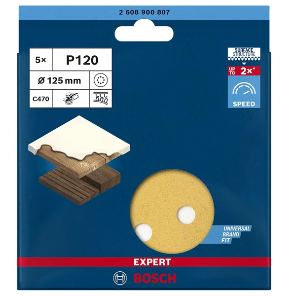 Bosch Disque Abrasif Perforé Disque Abrasif Auto-agrippant Expert C470 - 125 Mm - Grain 120 3 Bosch Disque Abrasif Perforé Disque Abrasif Auto-agrippant Expert C470 - 125 Mm - Grain 120