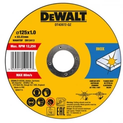 Disque à Tronçonner ø 125 Mm Disque à Tronçonner Inox Dewalt DT43972-QZ 125x1x22,23 Mm - Lot De 10