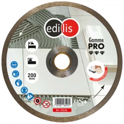 Edilis Disque Diamant Diamètre 200 Disque Diamant à Jante Continue Pour Carreleur Ø 200 Mm