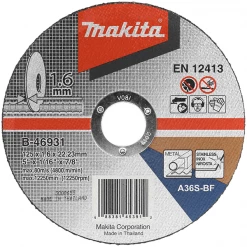 Disque à Tronçonner ø 125 Mm Disque à Tronçonner Métal Inox A36S Makita 125 X 22.23 X 1.6 Mm