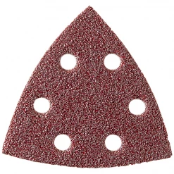 Feuille Abrasive Triangulaire Perforée Patin Auto-agrippant Sidamo Forme Delta 93 Mm Grain 40 6 Trous Lot De 5