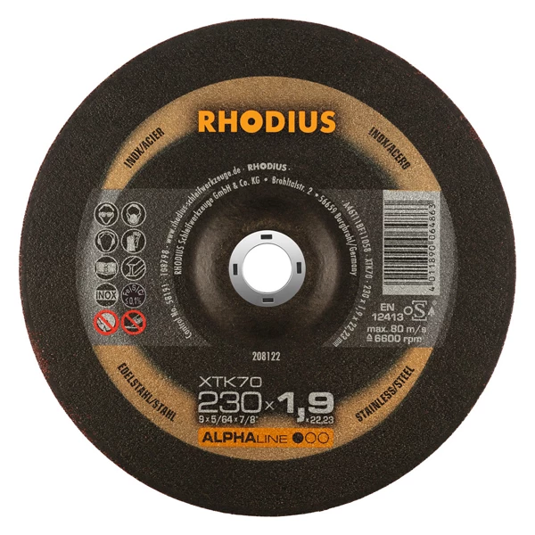 Rhodius Disque à Tronçonner ø 230 Mm Disque à Tronçonner Pour Acier Et Inox XTK70 230 X 1,9 X 22.23 Mm 208122 3 Rhodius Disque à Tronçonner ø 230 Mm Disque à Tronçonner Pour Acier Et Inox XTK70 230 X 1,9 X 22.23 Mm 208122