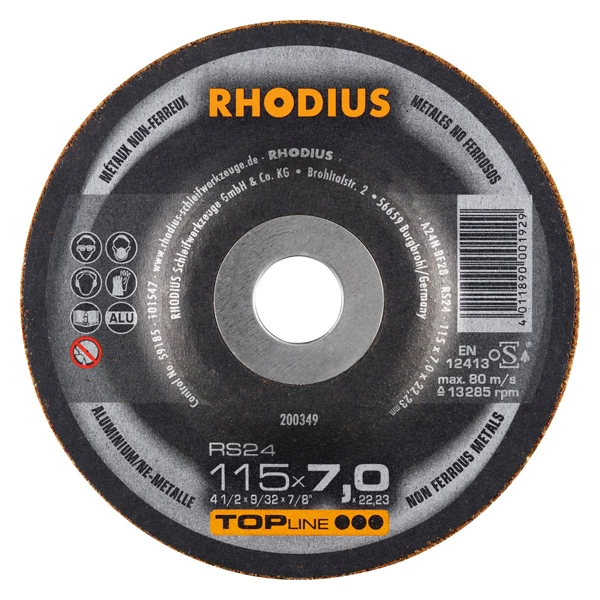 Rhodius Disque à Meuler Diamètre 115 Meule à ébarber Pour Métaux Non Ferreux RS24 115 X 7 X 22,23 Mm 200349 3 Rhodius Disque à Meuler Diamètre 115 Meule à ébarber Pour Métaux Non Ferreux RS24 115 X 7 X 22,23 Mm 200349