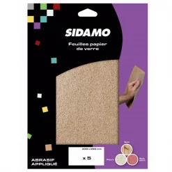 Feuille Abrasive Rectangulaire Non Perforée Papier Verre Pour Matériaux Tendres Grain 100 - Lot De 5 Sidamo 10910002
