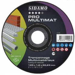 Disque à Tronçonner ø 125 Mm Disque à Tronçonner Pro Multimat 125 Mm épaisseur 1.6 Mm Sidamo 10111047