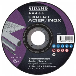 Disque à Tronçonner ø 115 Mm Disque à Tronçonner Expert Inox Acier Diamètre 115 Mm Sidamo 10111023