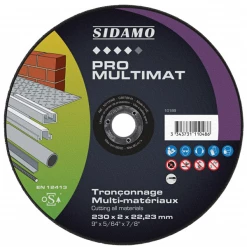 Disque à Tronçonner ø 230 Mm Disque à Tronçonner Pro Multimat Diamètre 230 Mm Sidamo 10111048